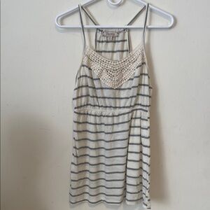 Decree Cream and Gray Striped Camisole with Lace